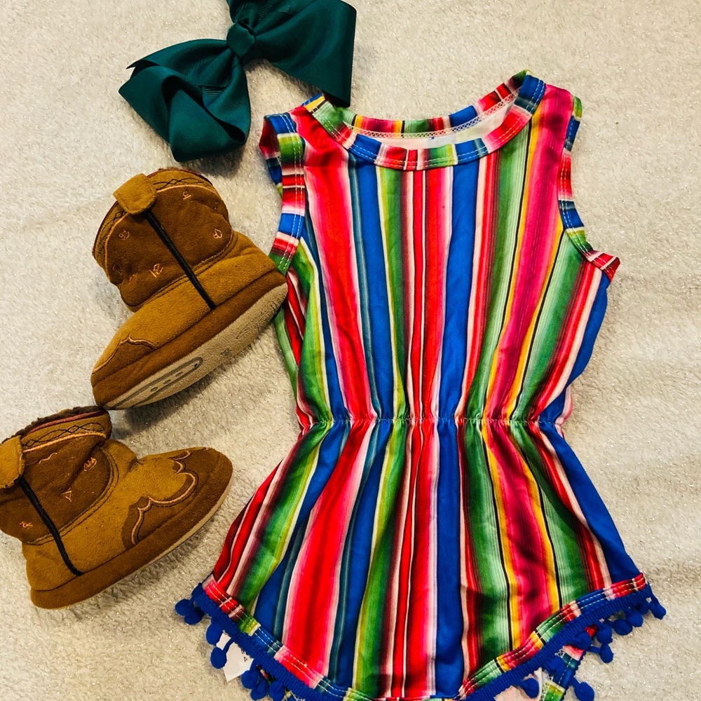 Serape onesie pompon Baby Mexican